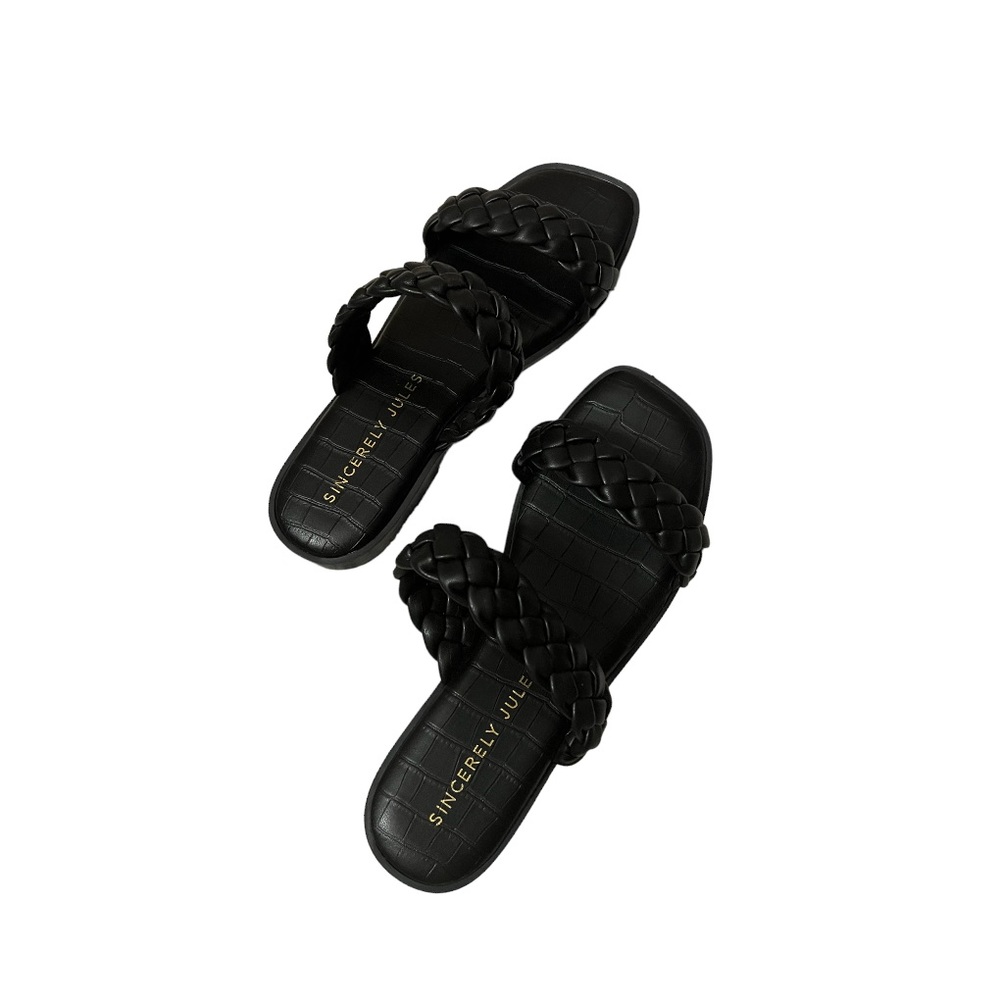 Black Braided Sincerely Jules Slide Sandals
